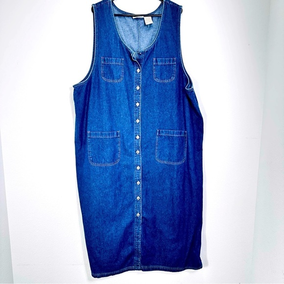 Expressions Dresses & Skirts - Vintage Expressions Plus Size Denim Jean Sleeveless Button Down Dress Size 3X